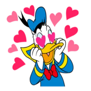 😍 Donald Duck hoạt hình, Disney, tình yêu, trái tim, tình cảm telegram sticker