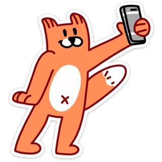 🤳 cat, animal, selfie, phone, cartoon, sticker, orange, cute telegram sticker