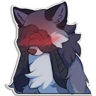 😳 wolf, embarrassed, furry, animal, blush, cute telegram sticker