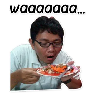 😛 waaaaaaa... comida, expressão, comendo, homem, retrato, refeição telegram sticker