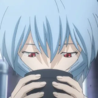 🐁 Rei Ayanami Neon Genesis Evangelion Anime, Postać, Niebieskie włosy, Evangelion, Rei Ayanami, Zbliżenie telegram sticker