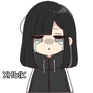 😔 хнык llorando, triste, anime, chica, lágrimas, chibi, linda telegram sticker