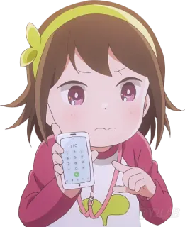 📲 Anime, Mädchen, Handy, Zahlen telegram sticker