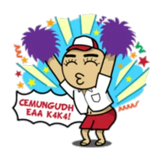 😄 CEMUNGUDH
EAA K4K4! cheerleader, cheering, pom poms, cartoon, school, uniform telegram sticker