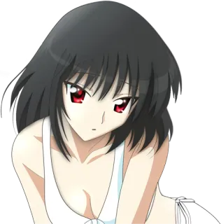 😚 gadis anime, mata merah, rambut hitam, kartun, perempuan, imut telegram sticker