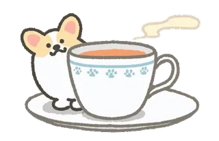 ☕ corgi, hond, thee, kop, schattig, dier, drank telegram sticker