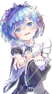✋ Rem Re:Zero − Starting Life in Another World Anime, Rem, Re:Zero, carina, cameriera, kawaii telegram sticker
