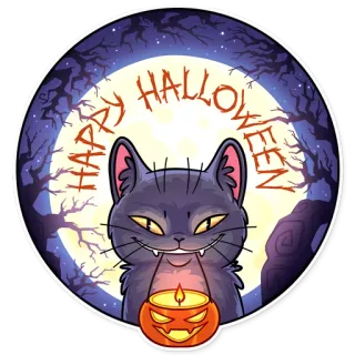 🎃 HAPPY HALLOWEEN Halloween, kucing, labu, bulan, menyeramkan telegram sticker