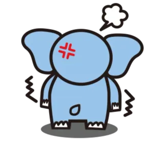 😠 Elefant, Tier, wütend, Cartoon, Ausdruck, Figur, süß telegram sticker