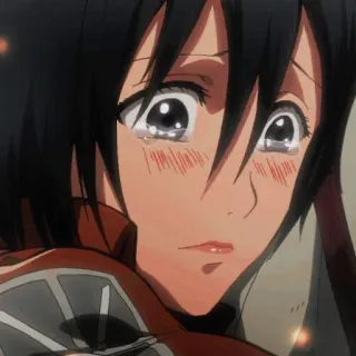 🥺 Mikasa Ackerman Attack on Titan anime, pleurer, personnage, triste, attack on titan, mikasa telegram sticker