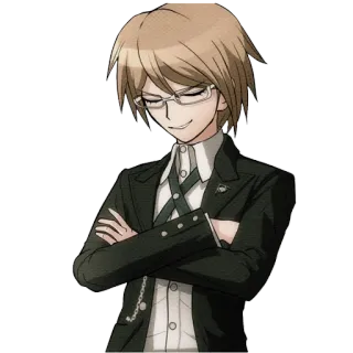 😏 Byakuya Togami Danganronpa anime, manga, personaje, gafas, traje, presumido whatsapp sticker