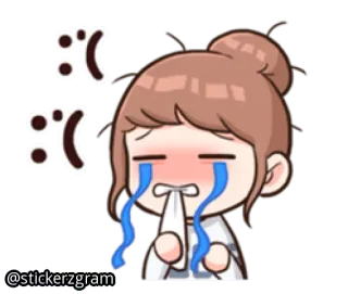 😿 @stickerzgram triste, llorando, emocional, dibujos animados, chica, pegatina telegram sticker