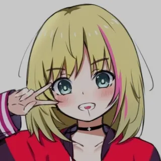 🎵 Аниме, Девушка, Милая, Знак мира, Чокер telegram sticker
