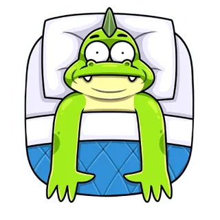 😳 Desenho animado, Animal, Crocodilo, Dormindo, Cama, Fofo, Engraçado, Adesivo telegram sticker