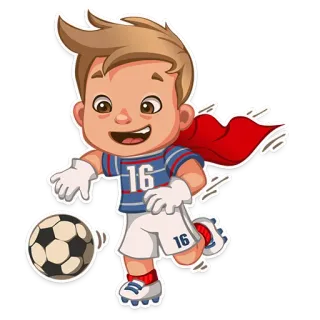 ⚽ 16 futebol, esportes, menino, desenho animado, uniforme, número 16 telegram sticker