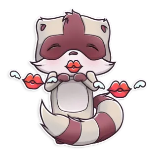 😘 procione, animale, cartone animato, bacio, carino, adesivo, divertente telegram sticker