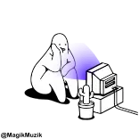 🔝 máy tính, người, đang ngồi, công nghệ, phim hoạt hình telegram sticker