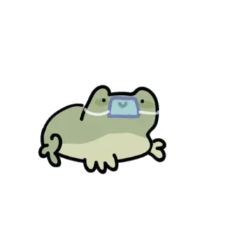 😷 ếch, hoạt hình, dễ thương, động vật, mặt nạ, xanh lá cây telegram sticker