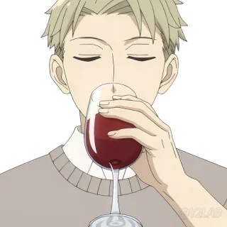 🍷 Loid Forger Spy x Family Anime, Spy x Family, Loid Forger, Vin, Boire, Personnage telegram sticker