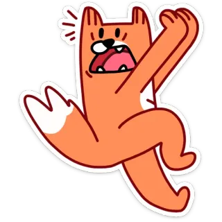 😫 cat, excited, cartoon, running, orange, sticker, funny, energetic telegram sticker