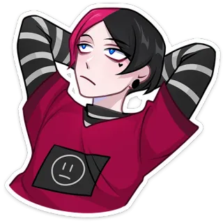 😐 Emo, Teenager, Porträt, Entspannt, Attitüde, Stylisch, Pinke Haare whatsapp sticker