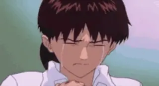 😭 Shinji Ikari Neon Genesis Evangelion animé, pleurer, triste, émotionnel, personnage, Shinji Ikari, Neon Genesis Evangelion telegram sticker