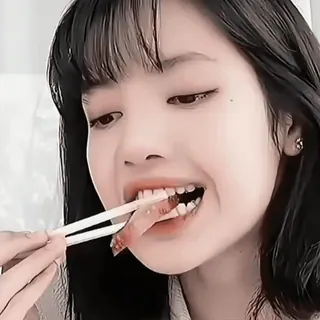 🥩 essen, lebensmittel, essstäbchen, asiatisch, frau, porträt, person telegram sticker