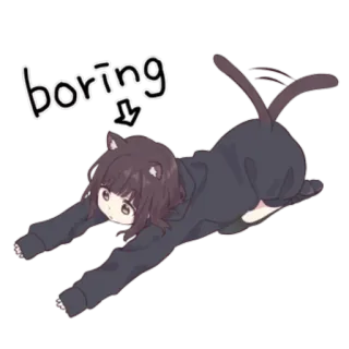 😔 boring Аниме, Девушка, Кот, Скучный, Милый, Стрелка telegram sticker