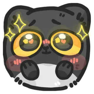 🤩 милый, животное, кот, котёнок, блестящий, каваи whatsapp sticker