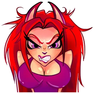 👿 Cartoon, Wütend, Anime, Frau, Üppig, Figur telegram sticker