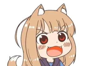 😍 Anime, Cartoon, Niedlich, Wolfsmädchen, Chibi, Wütend telegram sticker