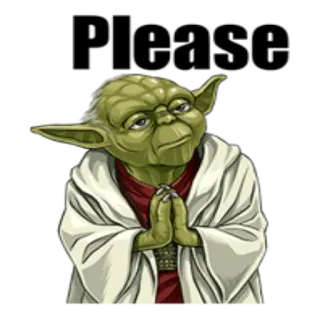 🙏 Yoda Star Wars 尤达, 星球大战, 绝地大师, 绿色外星人, 幻想, 科幻 telegram sticker