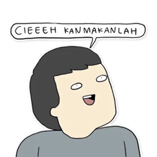 😋 CIEEEH KAN MAKANLAH Cartoon, Meme, Drôle, Expression, Personnage, Dessin telegram sticker