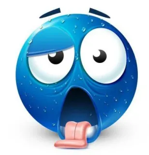 🥴 Emoji, Blau, Müde, Erschöpft, Schweiß, Erschöpfung whatsapp sticker