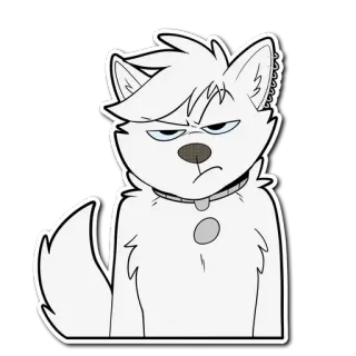 😑 hond, boos, cartoon, wit, harig telegram sticker