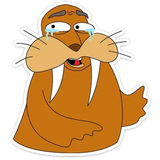 😭 walrus, crying, cartoon, animal, sad, character telegram sticker