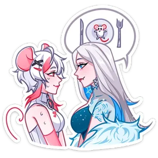 🍽 Anime, Dziewczyna, Mysz, Kolacja, Fantasy telegram sticker