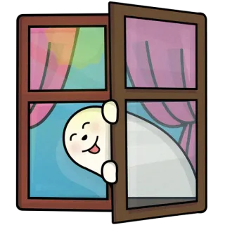 🌞 fantasma, finestra, sbirciare, carino, cartone animato whatsapp sticker