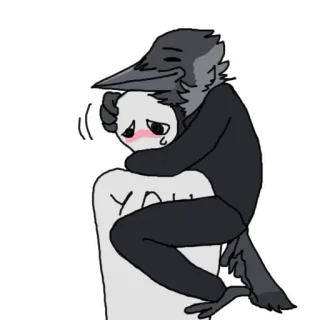 ❤️ YAY corvo, abbraccio, felice, amore, carino, cartone animato, yay telegram sticker