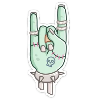 🤘 mano zombie, rock on, monstruo, sticker, halloween, gesto telegram sticker