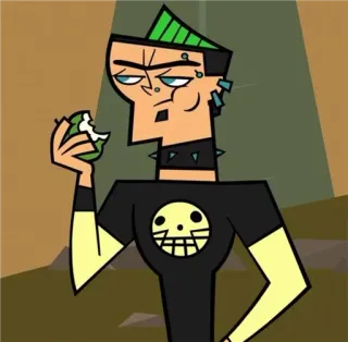 😏 Duncan Total Drama мультфильм, анимированный, персонаж, панк, эмо, total drama telegram sticker
