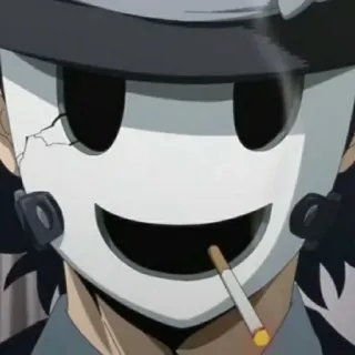🚬 Anime, Cigarrillo, Máscara, Sombrero, Máscara Blanca, High-Rise Invasion telegram sticker