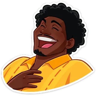 😃 การ์ตูน, หัวเราะ, ผู้ชาย, ร่าเริง, มีความสุข, เบิกบาน telegram sticker