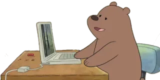 💻 Grizz We Bare Bears Cartoon, Bär, Laptop, Animiert telegram sticker