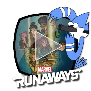 ▶ Runaways RUNAWAYS 마블, 런어웨이즈, 슈퍼히어로, 십대, 만화책, TV 프로그램, 그룹 telegram sticker