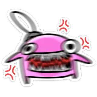🤪 漫画, 怒り, ピンク, ウサギ, 動物, 面白い, ミーム telegram sticker
