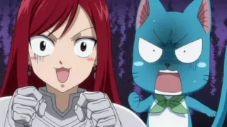 😲 Erza Scarlet Fairy Tail Anime, Manga, Fairy Tail, Erza Scarlet, Happy telegram sticker