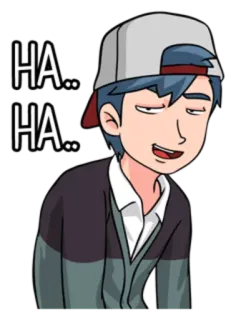 😃 HA ..
HA .. cartone animato, ridere, ragazzo, felice whatsapp sticker