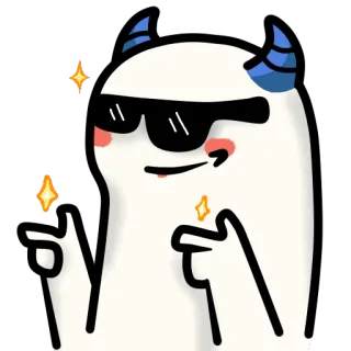 😎 cool, devil, middle finger, offensive, cartoon, demon, gesture telegram sticker
