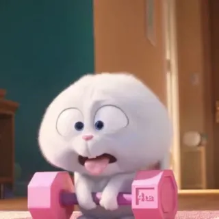 🐰 Snowball The Secret Life of Pets coniglio, sollevamento pesi, animale, cartone animato whatsapp sticker